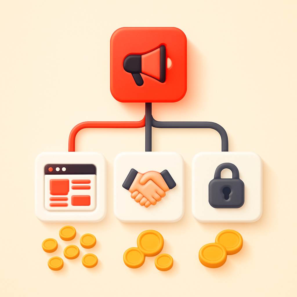Audience monetization decision tree illustration showing different revenue paths