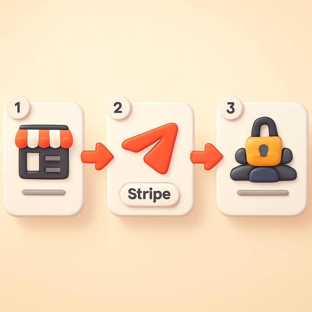 Illustration of paid Telegram channel setup flow with automated access
