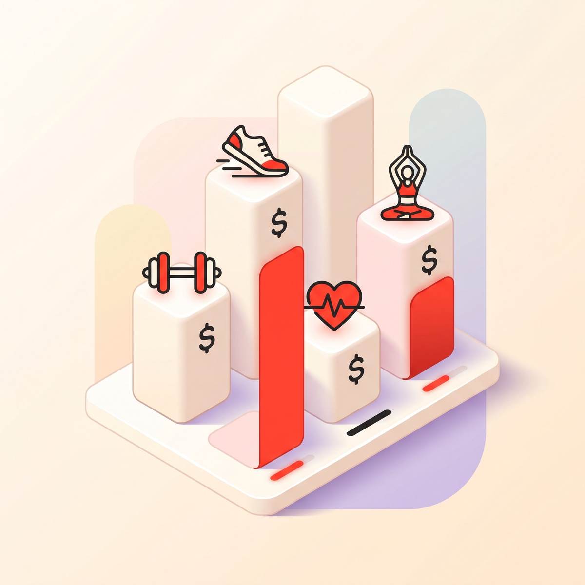 Abstract bar chart comparing fitness influencer revenue streams by method