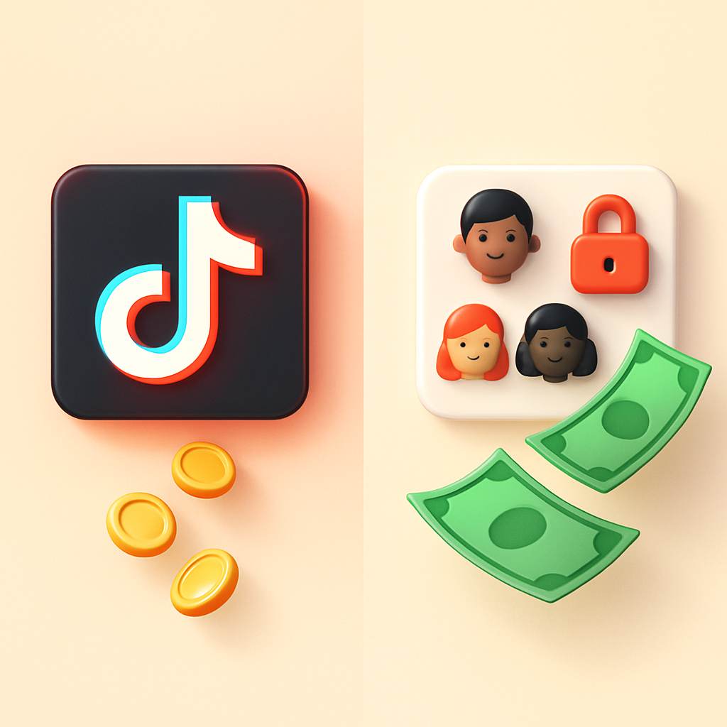 TikTok income diversification into paid communities illustration