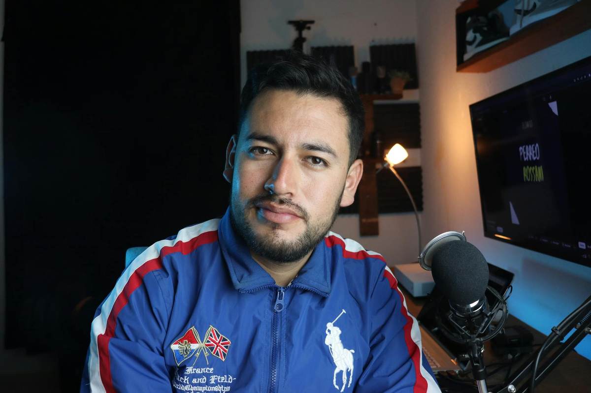 YouTube creator filming content in a professional studio setup