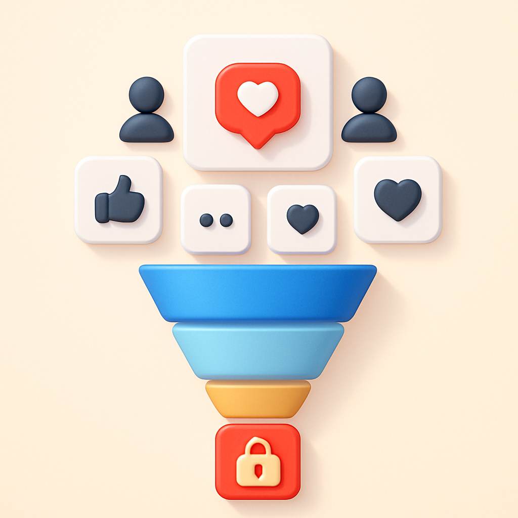 Visual funnel showing Facebook followers converting to a paid community for higher revenue