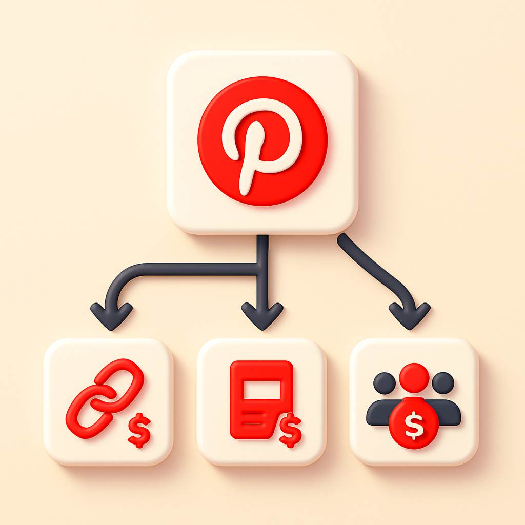 Pinterest monetization strategy illustration showing multiple revenue streams from pins