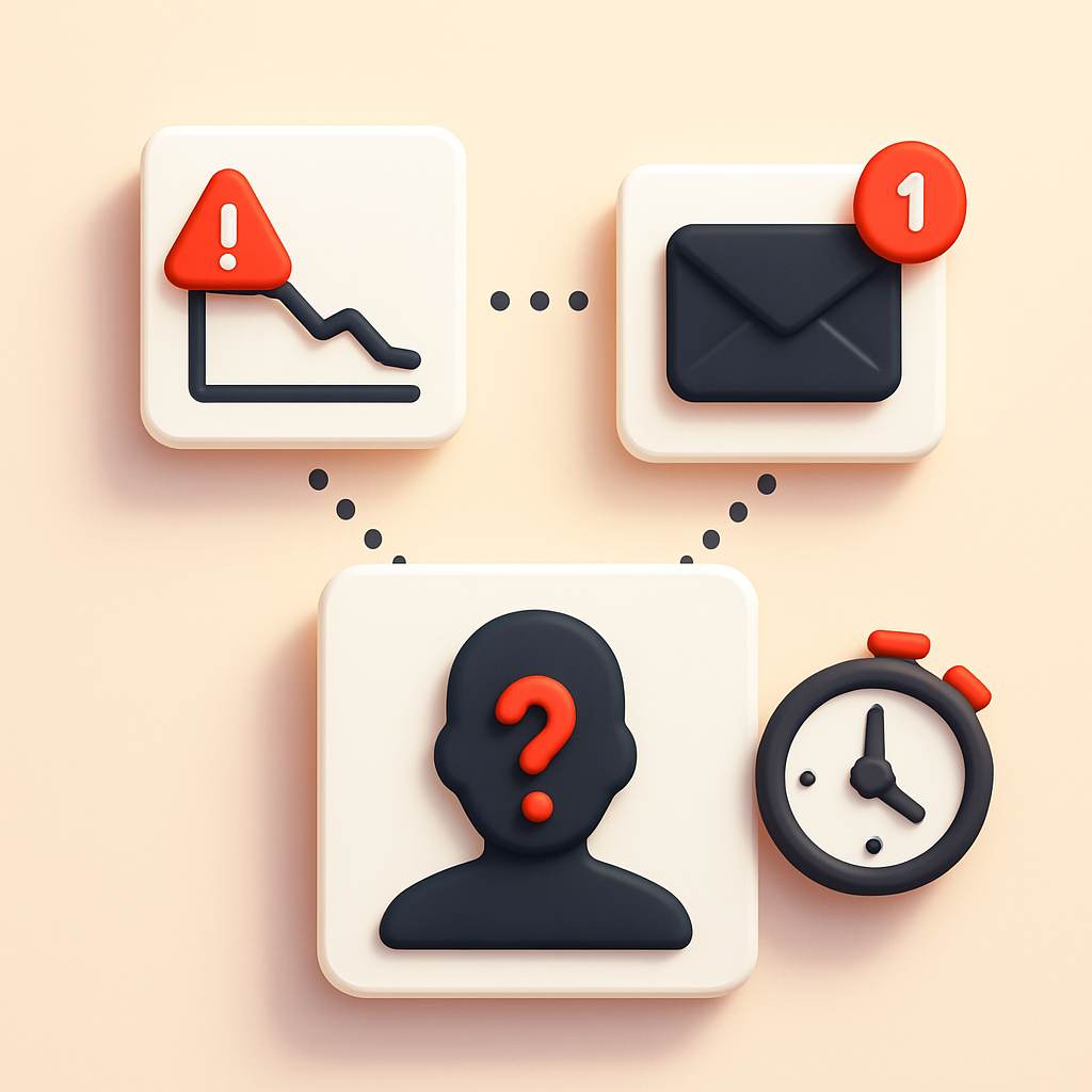 Illustration of churn prediction signals and early warning indicators for paid community retention