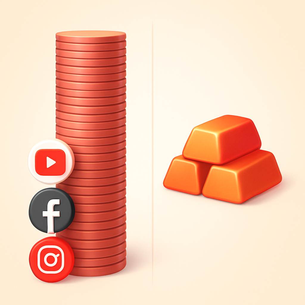 Visual comparison of ad revenue versus direct fan payment revenue for social media monetization
