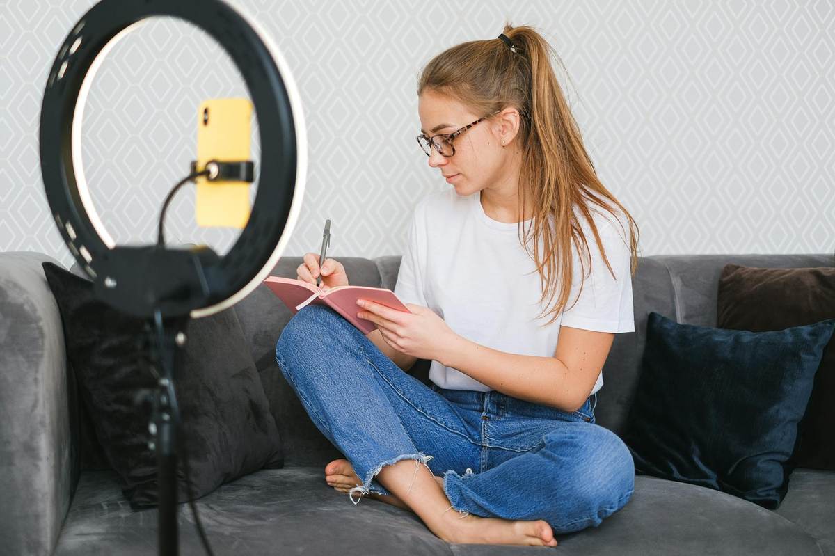 Content creator writing social media bio and channel description