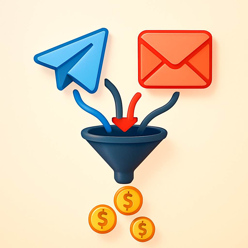 Dual channel strategy combining Telegram and email for creator revenue