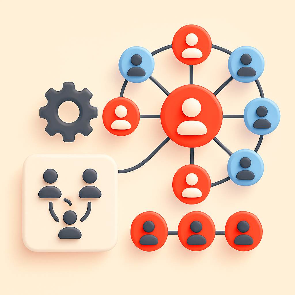 Illustration of a paid community growing with automated connections between members