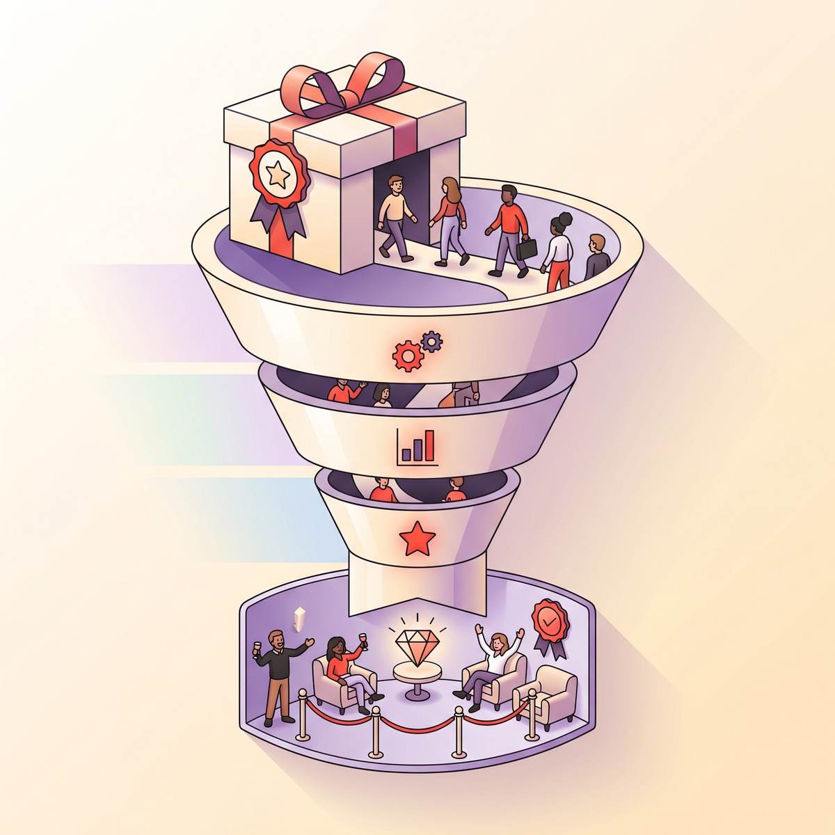 Giveaway to paid member conversion funnel illustration