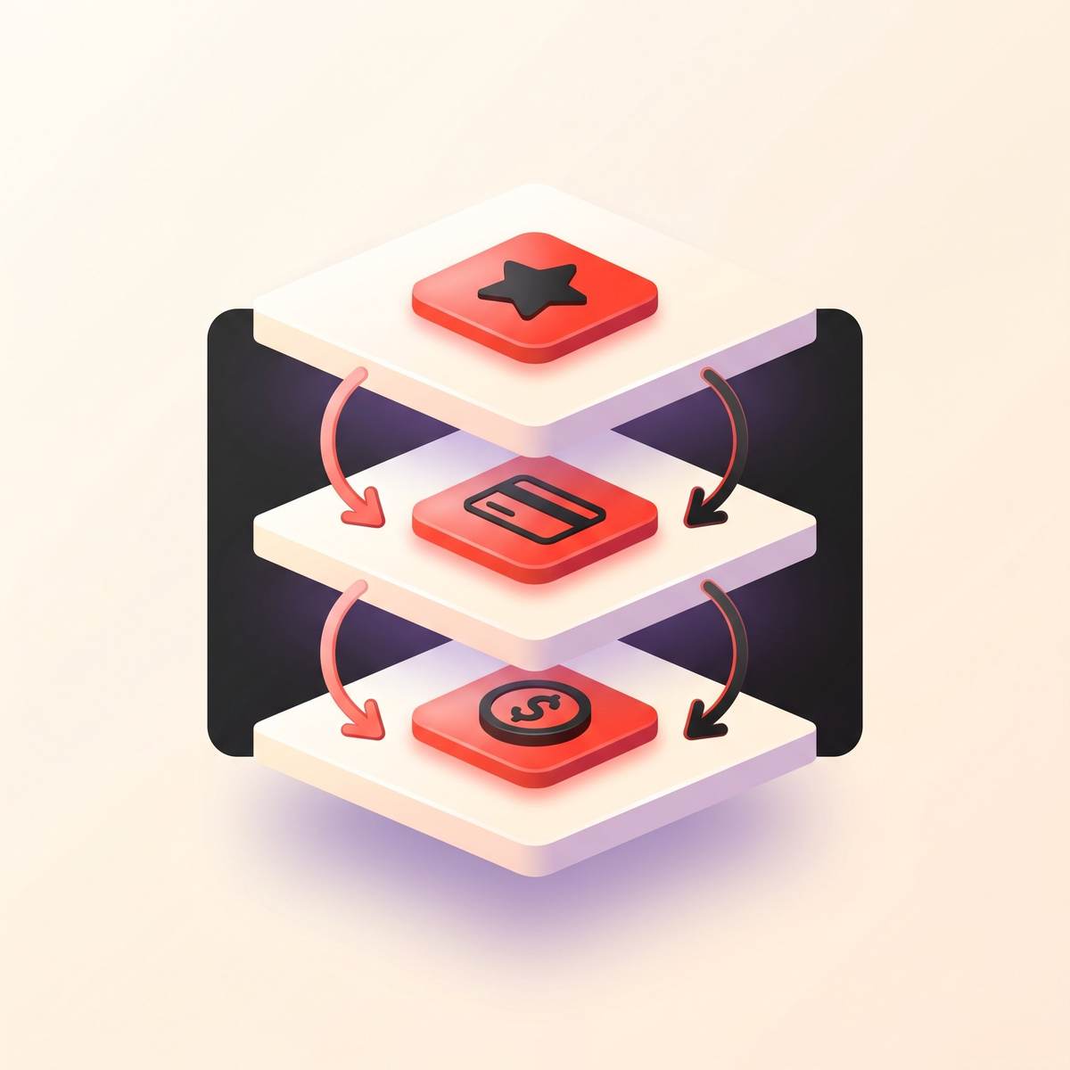 Three stacked revenue layers showing base membership, Stripe payment, and Stars tips