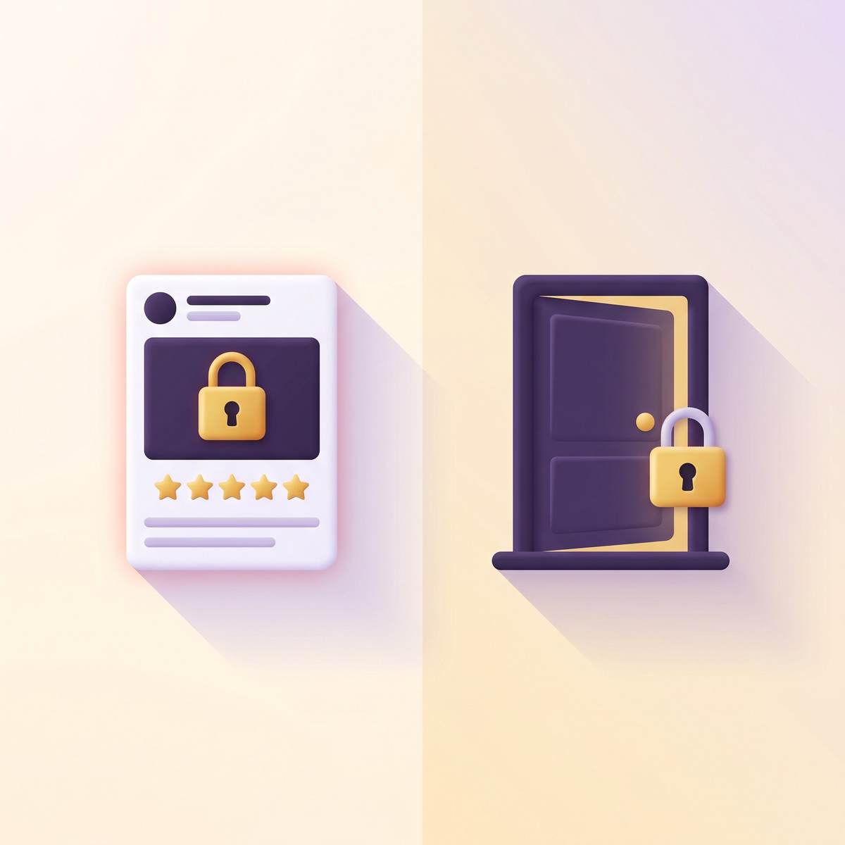 Split illustration showing individual paid post with lock icon versus full channel access door with padlock