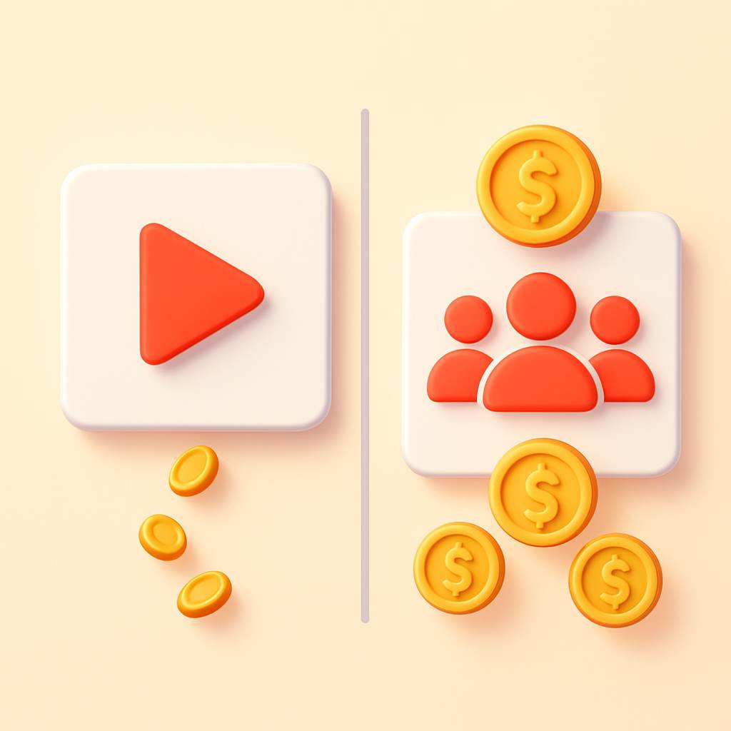 Comparison of YouTube ad revenue versus paid community earnings for creators