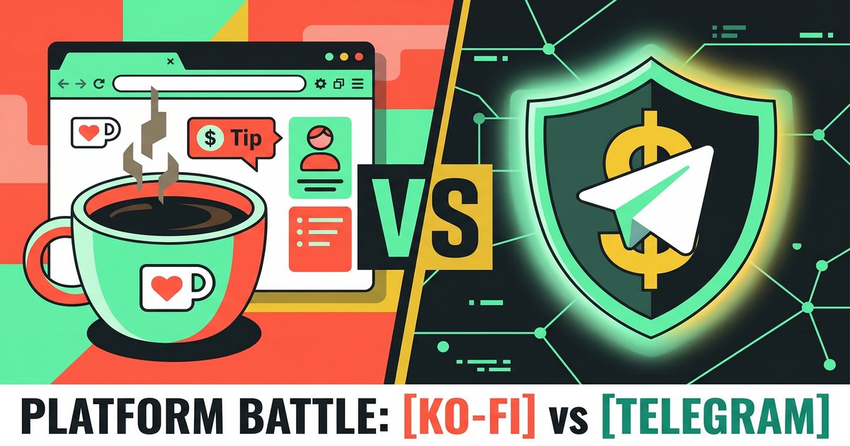 Ko-fi alternative — Paprika paid Telegram channel access vs Ko-fi tip page