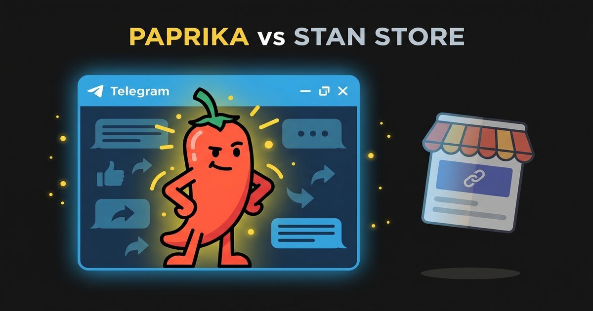 Paprika vs Stan Store — Telegram-native paid access bot vs link-in-bio storefront with 9.9% commission