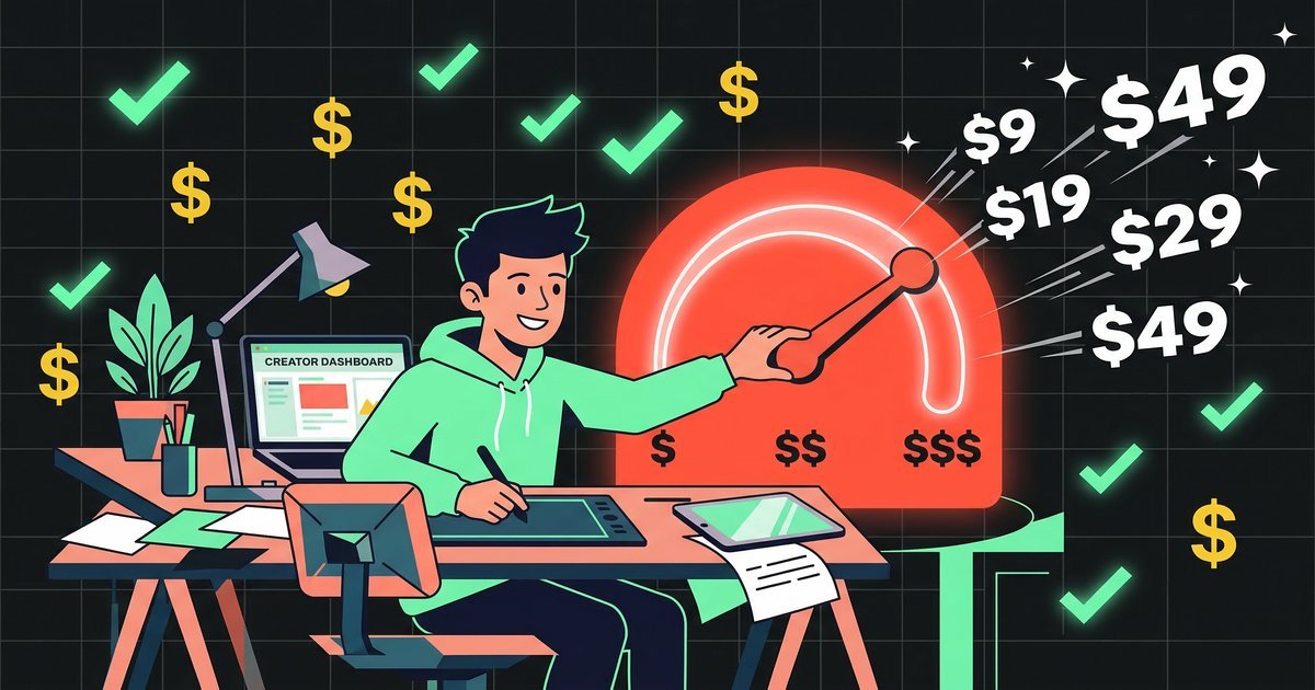 Subscription pricing calculator showing ideal creator price range